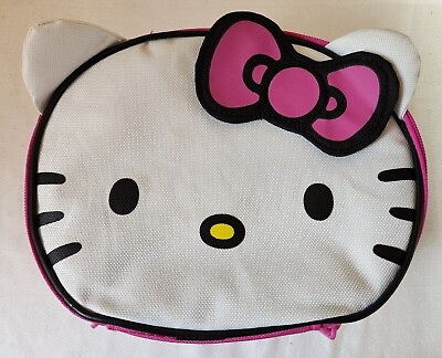 #ad Sanrio Hello Kitty Soft Canvas Insulated Lunch Box Bag White Pink Case