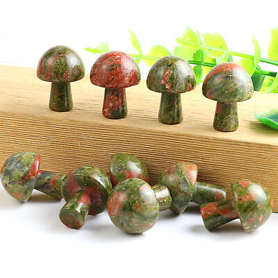 #ad Wholesale 20pcs Mini Natural Unakite Stone Mushroom Hand Carved Crystal Healing