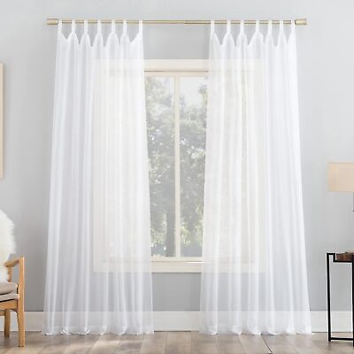 #ad Emily Sheer Voile Tab Top Curtain Panel 59quot; X 95quot; White