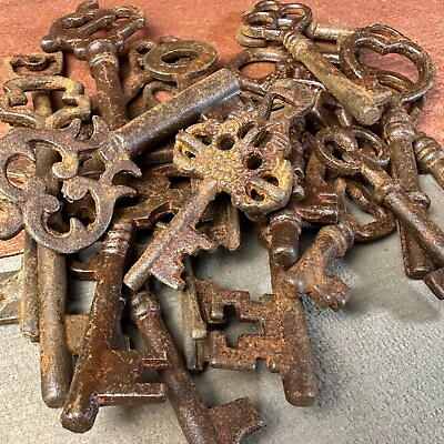 #ad #ad Antique Vintage Style 19th Century Iron Keys Assorted Lot of 25