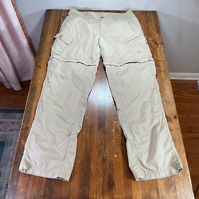 #ad Mountain Hardwear Pants Mens 34x32 Brown Convertible Nylon Outdoors Hiking