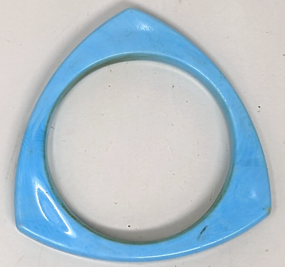 #ad VTG Art Deco Geometric Triangular Light Blue Chunky Plastic Bangle Bracelet AA23
