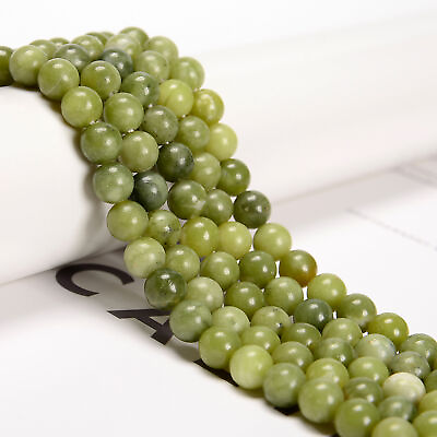 #ad Natural Chinese Green Jade Smooth Round Beads Size 4mm 12mm 15.5#x27;#x27; Strand