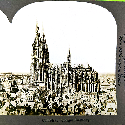 c1900s Cologne Germany Cathedral Birds Eye Real Photo Gothic Church Stereo V5