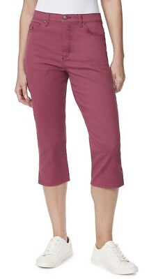 #ad Gloria Vanderbilt Amanda Classic Rise Capri Jean W Side Slit Purple Size 14