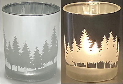 Yankee Candle Silver Winterscape Votive Tea Light Candle Holder Luminary RETIRED