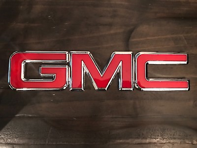 #ad GMC OEM Front Grille Emblems Red amp; Black Chrome Sierra Yukon Savanna 22881265