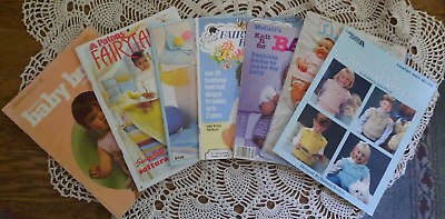 #ad Lot 8 Vintage Knit Pattern Magazines For Baby Items 6 Books and 2 Leaflets