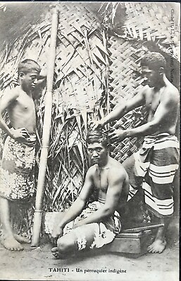 Postcard Tahiti One Wigmaker Native
