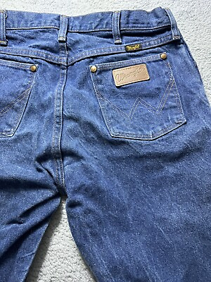 #ad Vtg Wrangler 13MWZ Denim Jeans Blue Made in USA 34”x32”Cowboy Cut Original Cut