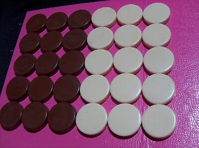#ad 30 Backgammon Disks brown cream Pieces 1 3 8quot; Diameter by 5 16quot; xcd
