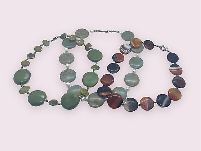 #ad Agate Necklaces Polished Retro Statement Jewelry Lot