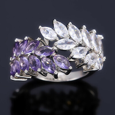 #ad Luxury Cubic Zircon Women Wedding Jewelry 925 Silver Filled Ring Gift Sz 6 10