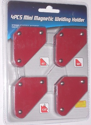 #ad 4pc Welding Arrow Magnet Set Mini Weld Holder Up to 9 LB at 45 90 or 135 Deg