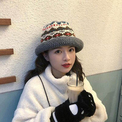 #ad #ad Lady Knitted Hat Fishing Winter Warm Wide Brim Foldable Casual Fashion New Chic
