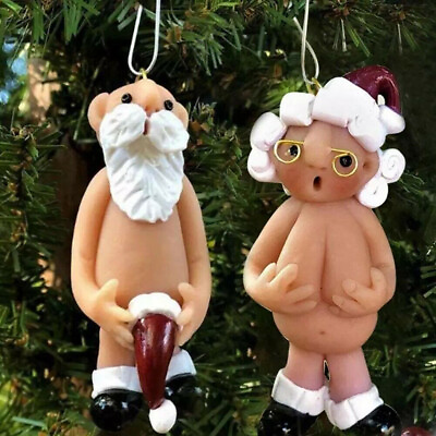 Resin Santa Claus Ornaments Naked Santa Naughty Funny Christmas Tree Pendants