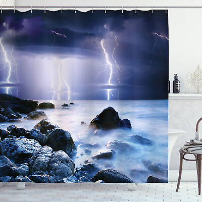Nature Shower Curtain Stormy Weather in Summer Print for Bathroom