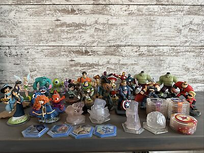 #ad Huge Lot Of 29 Disney Infinity Character#x27;s amp; 4 Crystals amp; 36 Power Crystals