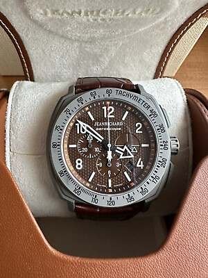 #ad Jean Richard Men#x27;s Aeroscope Leather Chronograph Automatic Swiss Watch New
