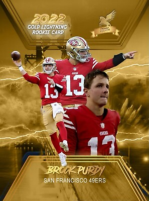 #ad 2022 GOLD LIMITED EDITION BROCK PURDY FIRST EVER LIGHTNING 49ERS ROOKIE CARD
