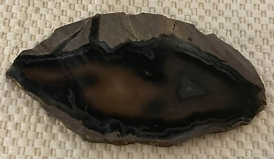 #ad Brown Black Gray AGATE Slice Crystal Geode 88g