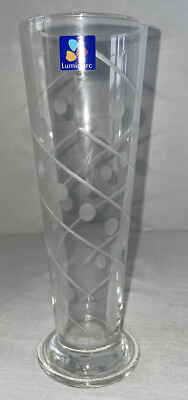 Luminarc Glass Vase Water Glassware 8” tall polka dot engraved.