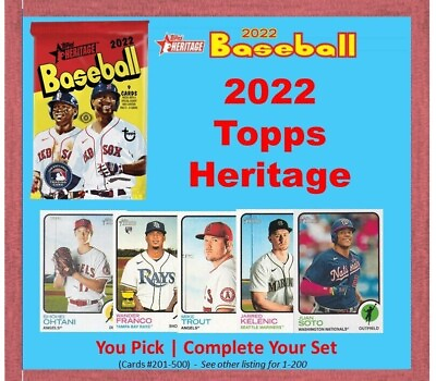 #ad 2022 Topps Heritage Baseball Cards Pick Your Cards #201 500 amp; INSERTS