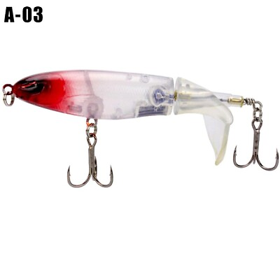 Whopper Plopper Topwater Floating Fishing Lures Rotating Tail for Bass Red Color