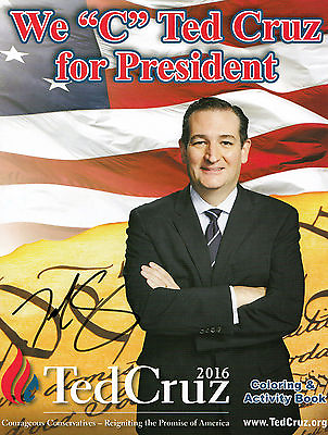 Senator Ted Cruz COA SIGNED Coloring Book AUTOGRAPH President 2016 PROOF