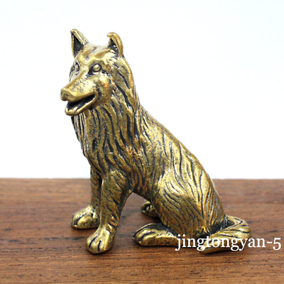 Brass Dog Figurine Dog Statue Home Office Table Decoration Animal Figurines Toys