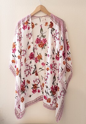 #ad Japna Women#x27;s Open Front Cardigan One Size Floral Kimono Top