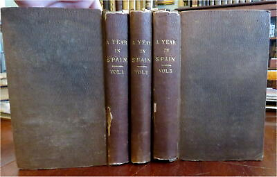 #ad A Year in Spain 1836 American Travelogue Ethnography illustrated 3 vol. set