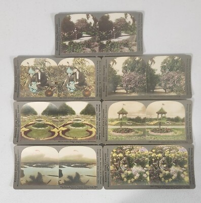 #ad Vtg Stereoscope Card Lot Of 7 Cards Various Places and Scenes Keystone View Co