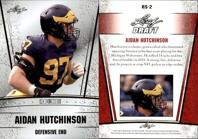 #ad AIDAN HUTCHINSON 2022 LEAF SILVER NFL ROOKIE CARD RC DETROIT LIONS RS 2