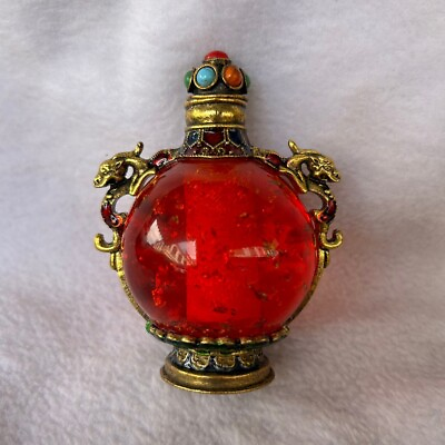 Rare China Antique Agate Jade Snuff Bottle Classical Ornament Jewelry Collection