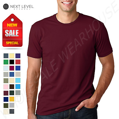 NEW Next Level 100% Cotton Men#x27;s Premium Fitted Crew Neck XS XL T Shirt R 3600