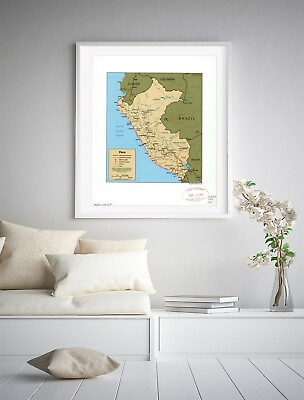 #ad 1991 Map Peru Peru Map Size: 20 inches x 24 inches Fits 20x24 size frame or