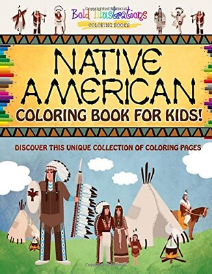 #ad NATIVE AMERICAN COLORING BOOK DISCOVER THIS UNIQUE By Bold Illustrations *NEW*