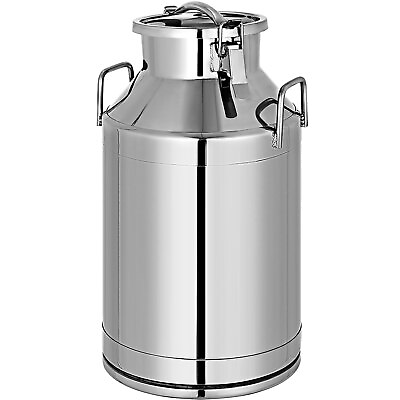 #ad 14 Gallon Stainless Steel Milk Can Jug Canister with Carry Handle amp;amp; Lid 50L