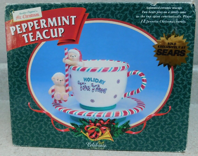 Mr. Christmas Peppermint Teacup Electronic Holiday Tea Time