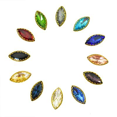 #ad Mixed Color Marquise Shape Sew on Glass Crystal Stone 12 stones
