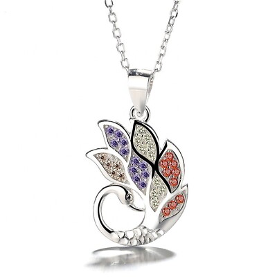 925 sterling silver pendant with chain Peacock Pendant All silver