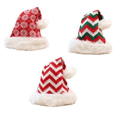 #ad Striped Knit Santa Hat Christmas Hat for Adult Teens Winter Festival Party Hat