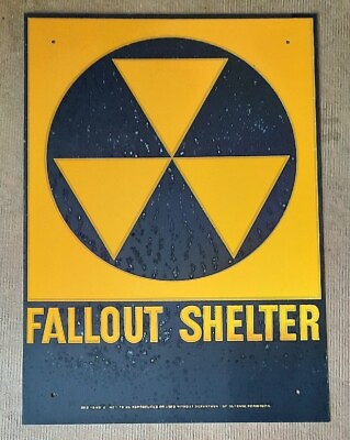 Vtg Original Fallout Shelter Sign NOS New old Stock with AGE SPOTS IMPERFECT