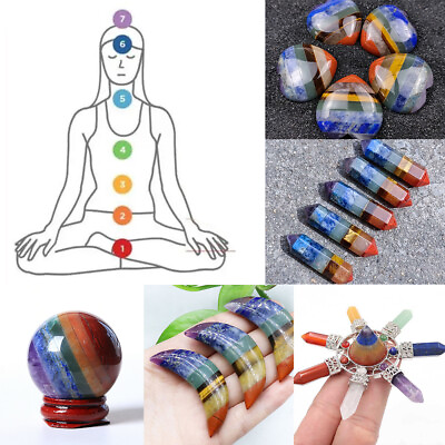 #ad Natural Crystal 7 Chakra Stones Quartz Energy Pocket Reiki Healing Gift Decor
