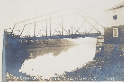 #ad Postcard Real Photo Bridge Over River Jersey Shore Pennsylvania 1908