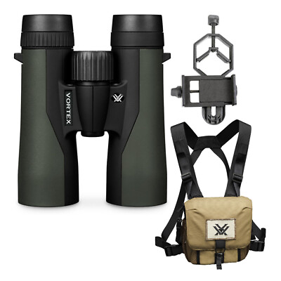 Vortex 10x42 Crossfire HD Binoculars w Glasspak Haness amp; Smartphone Adapter Kit