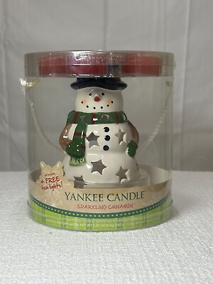 #ad #ad Yankee Candle Snowman Luminary Tea Light Holder w 4 Tea Light Candles Cinnamon