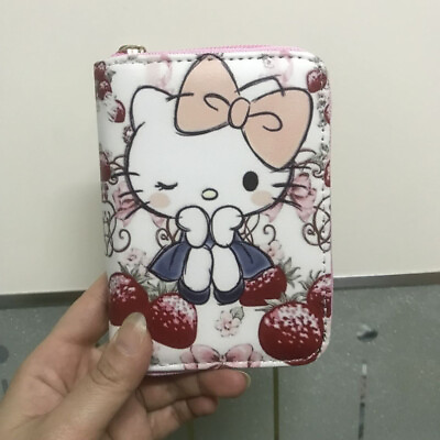 Cute Girl Hello Kitty Strawberry Wallet Purse Clutch Coin ID Card Holder Gift