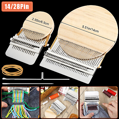 14 28 Hooks Small Loom Speedweve Type Weave Darning Tool w Wood Disc Machine US